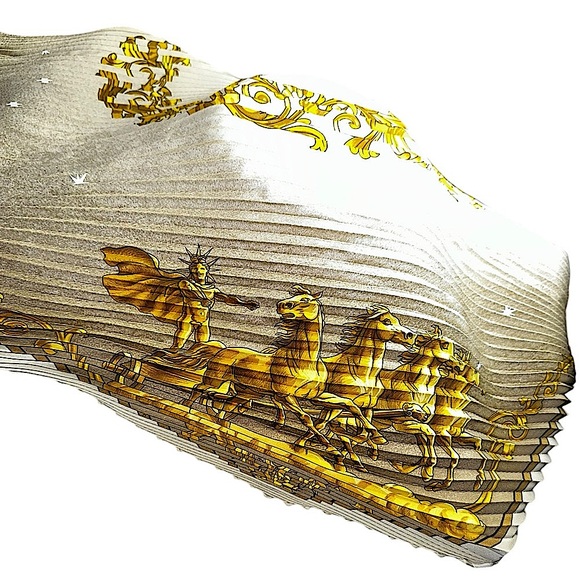 HERMÈS COSMOS Pleats Carre Silk 100% Scarf W/Box - Picture 4 of 14